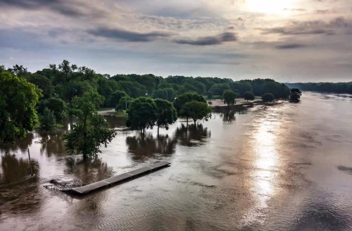 flooded IL river